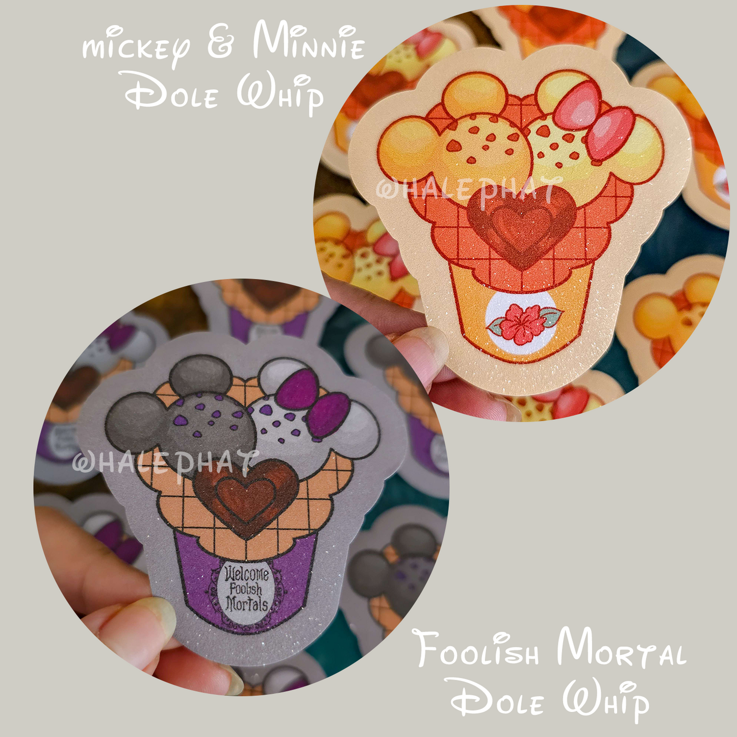 Mickey & Minnie Dole Whip Glitter Sticker