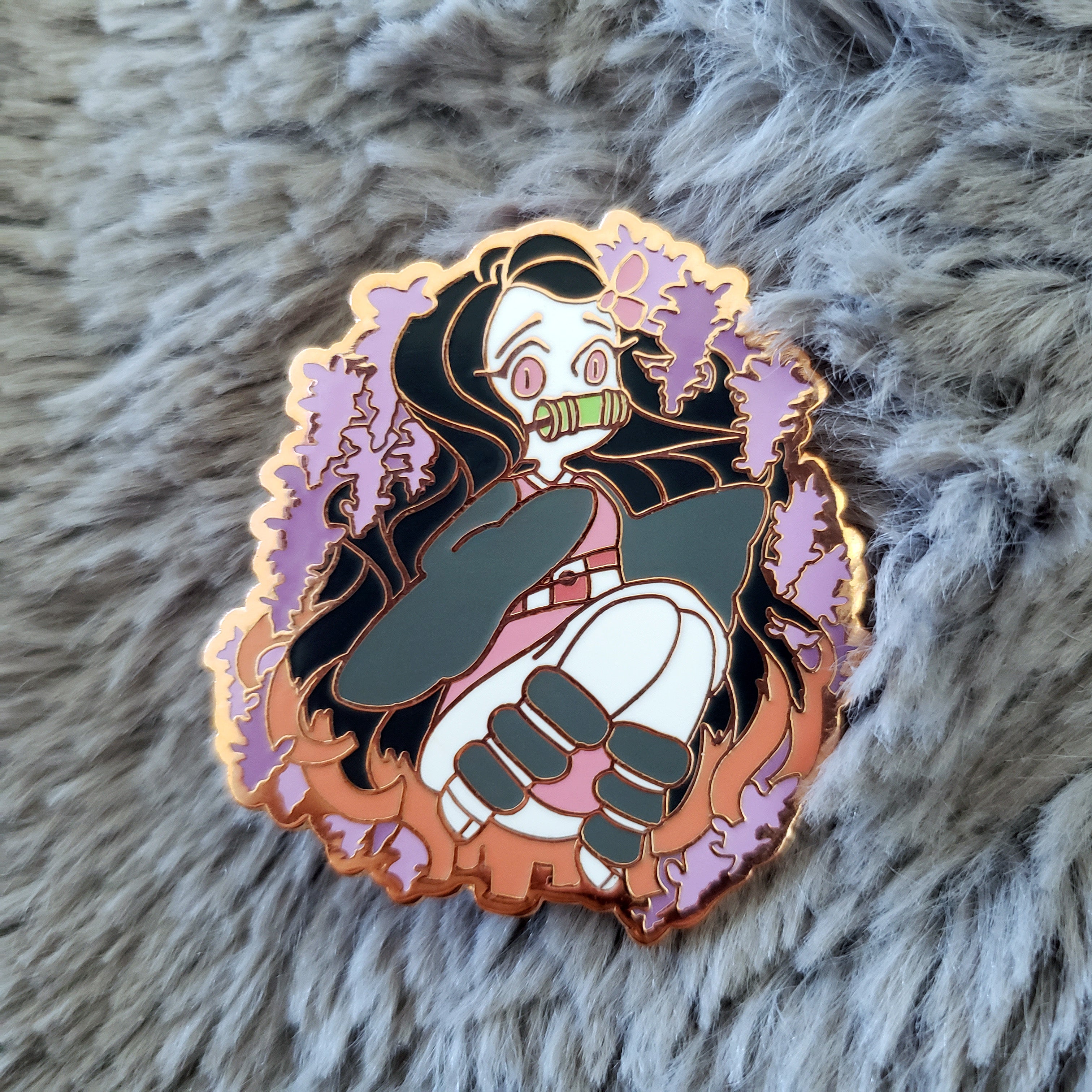 Lewd Nezuko Enamel selling Pin with Matching Leather bag